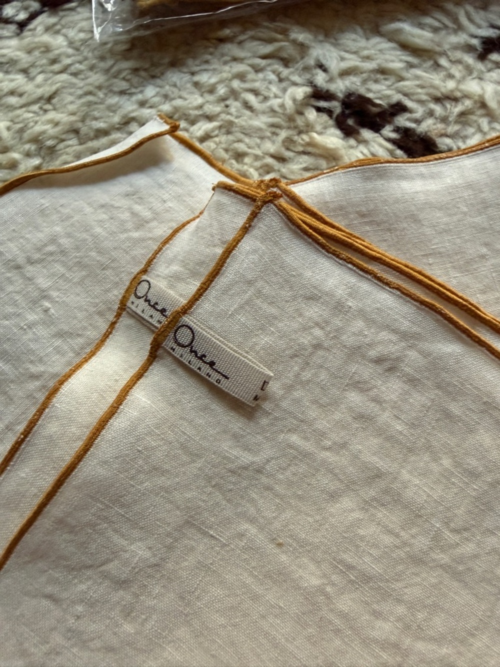 Once Milano Beige Cocktail Napkin with Mustard Trim - Picture 13 of 13